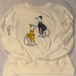 Anthropologie Maeve Cream Dog Swestshirt